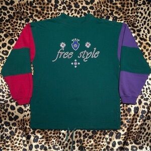 Vintage New Moves Freestyle Color Blocked Kids Crewneck Sweatshirt